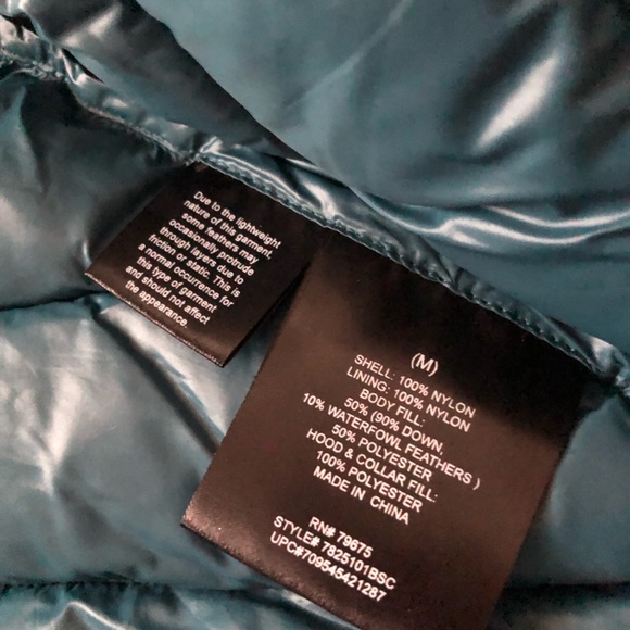 LONDON FOG Light weight packable down coat womens medium teal removable hood - Picture 5 of 9